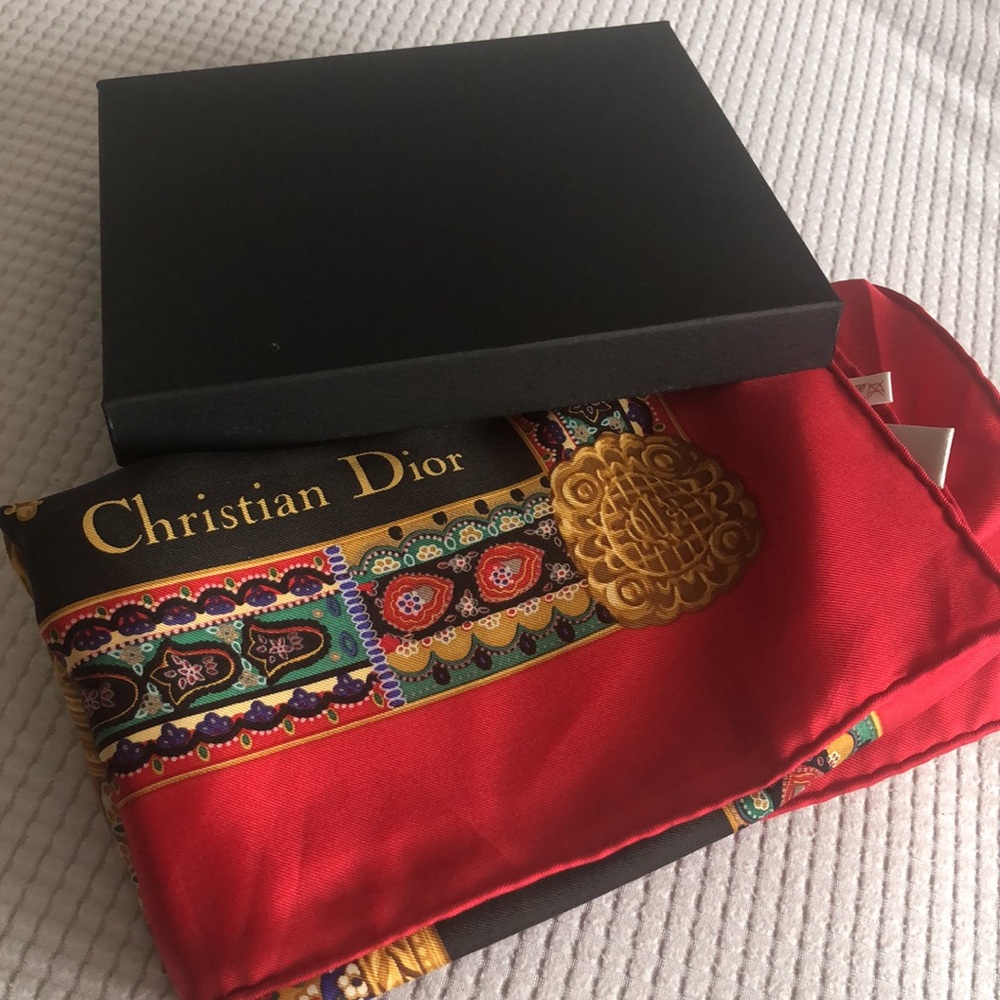Christian Dior NWOT Multicolor Authentic Silk Scarf - Picture 9 of 10
